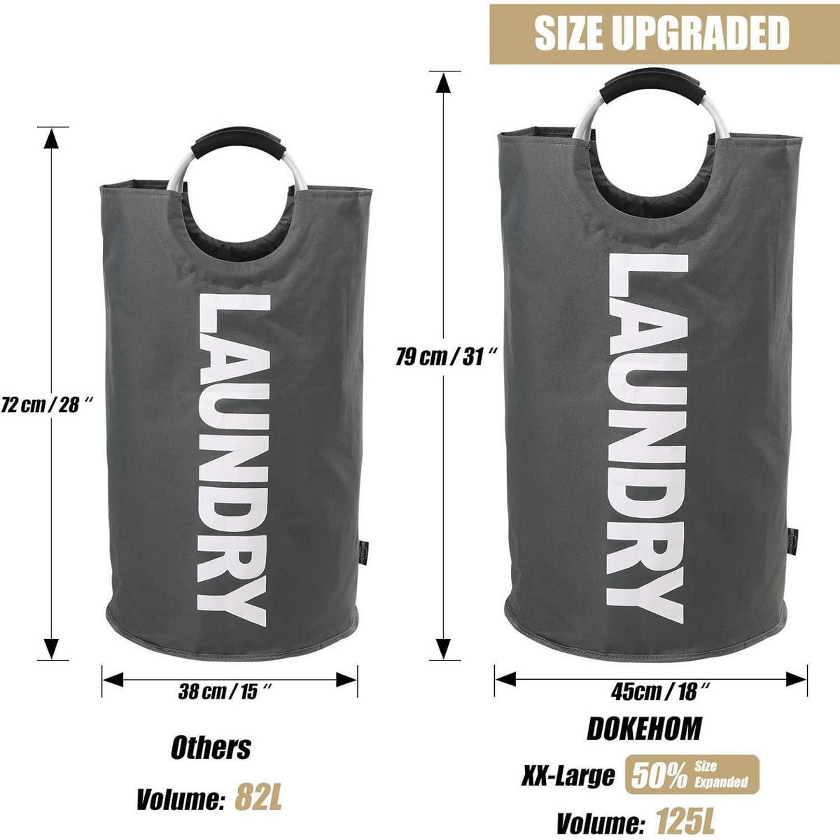 WÄSCHEKORB faltbar 125 L Dunkelgrau - Anthrazit, Textil (45/79/45cm)