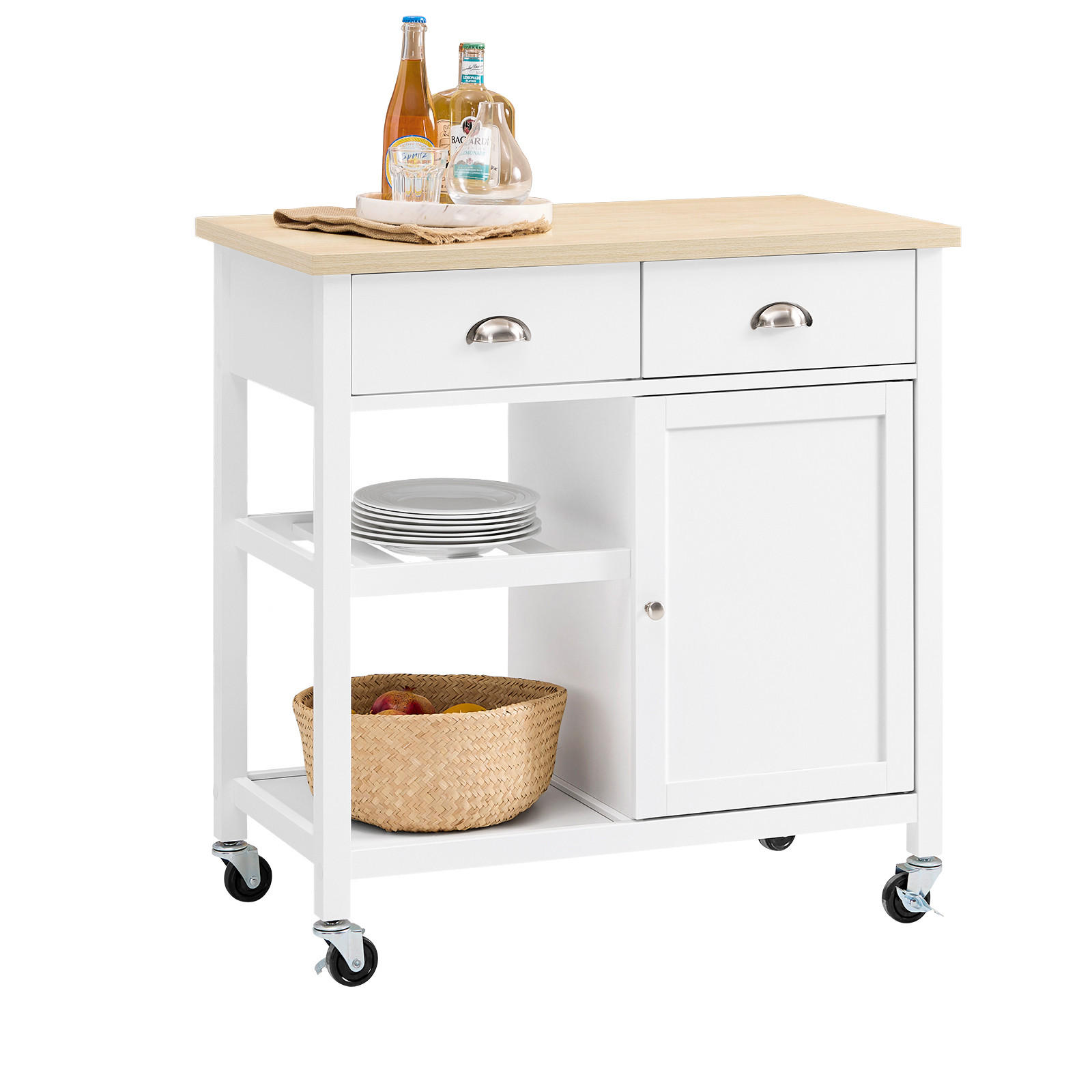 KÜCHENWAGEN Weiß - Weiß, Holz/Holzwerkstoff (87/89/48cm) - SoBuy