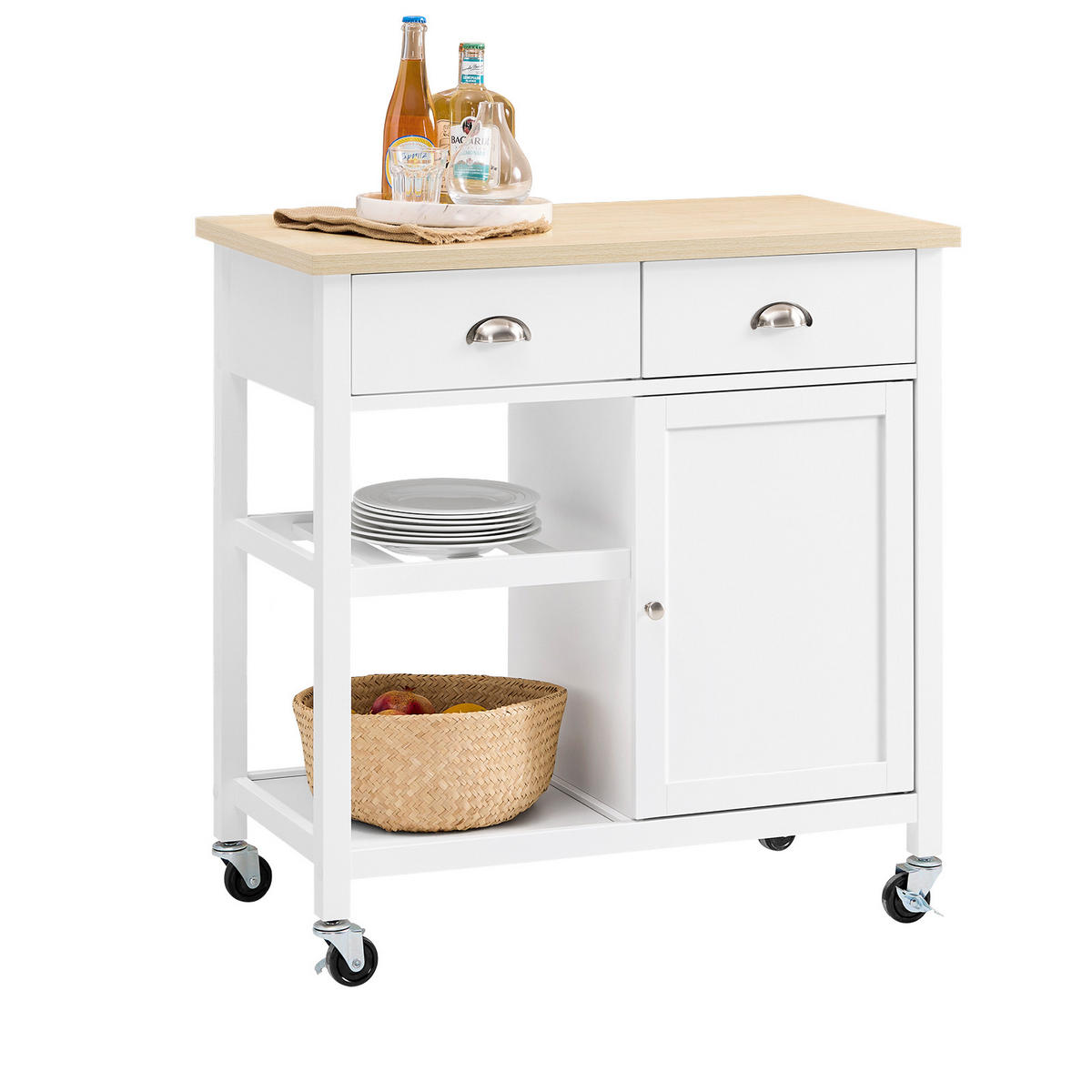 KÜCHENWAGEN Weiß - Weiß, Holz/Holzwerkstoff (87/89/48cm) - SoBuy