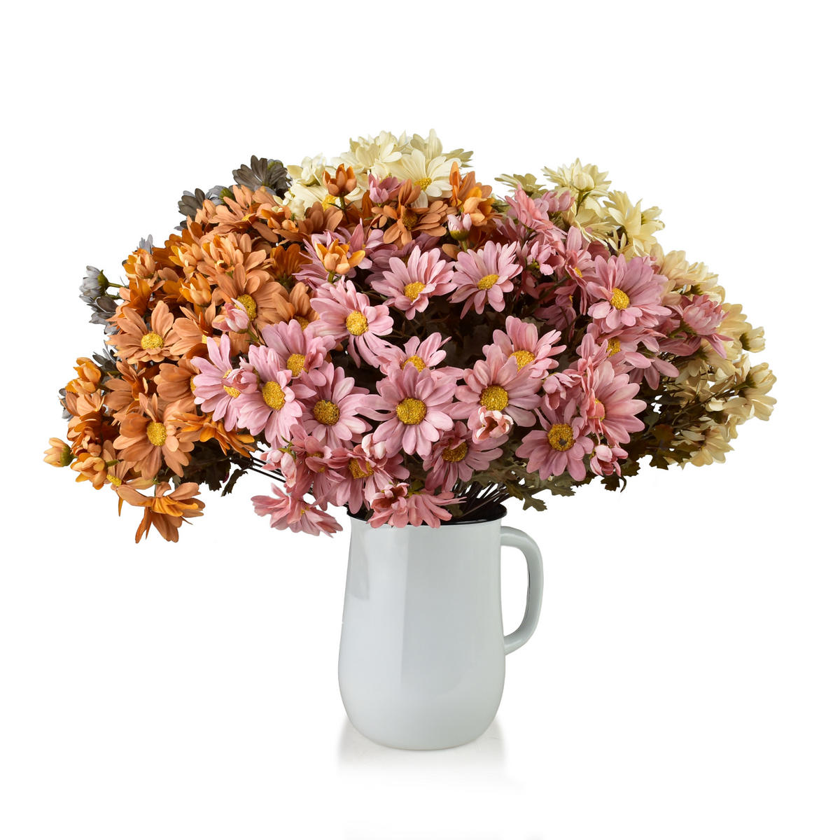 UMĚLÁ KYTICE Viridis, margaretky - bílá/zelená barva, plast (45cm) - Mondex