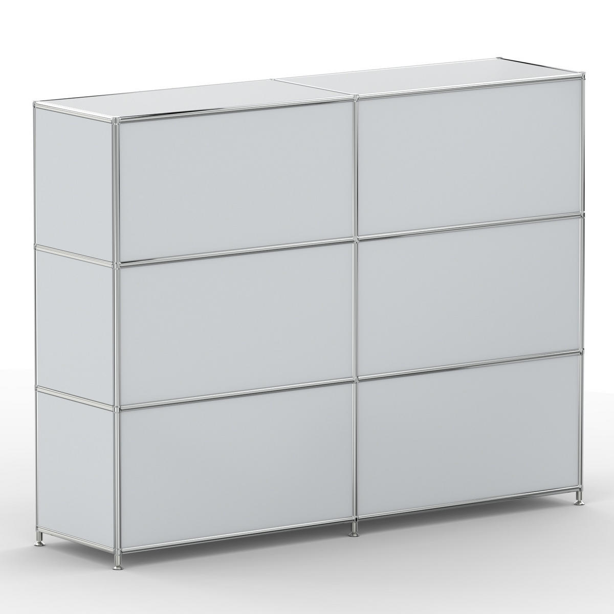 AKTENSCHRANK Büro, 6 offene Fächer, Breite 152 cm, Lichtgrau - Chromfarben/Hellgrau, Metall (40/118/152.2cm) - Versee