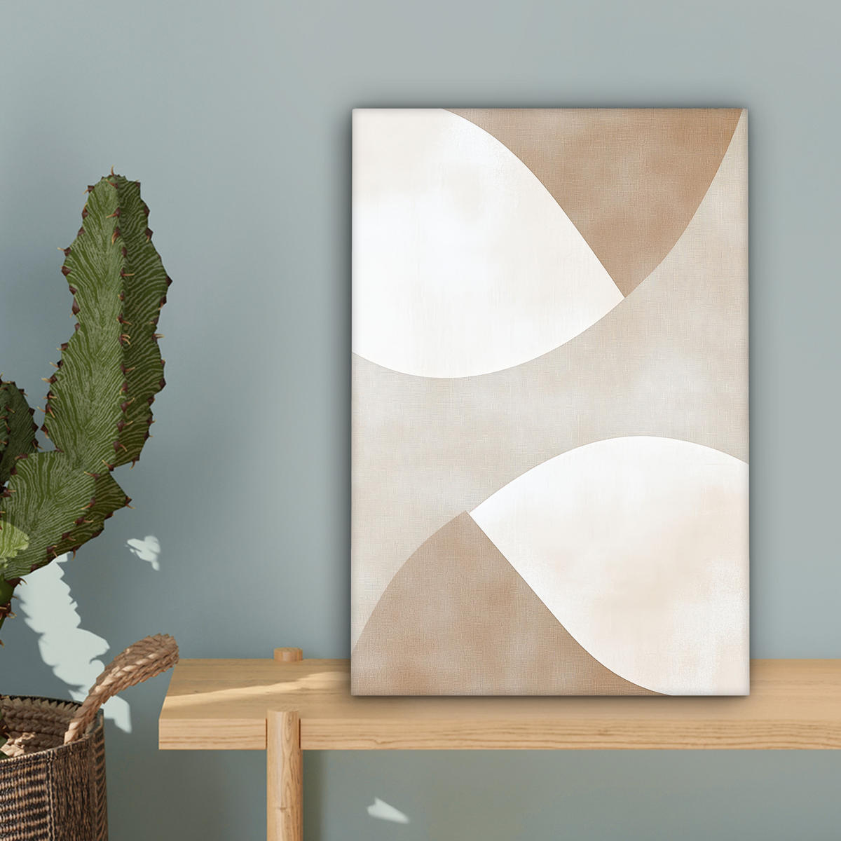 LEINWANDBILD Braun - Japandi - Abstrakt Deko Wohnzimmer 20x30 cm - Beige, Textil (20/30cm) - MuchoWow