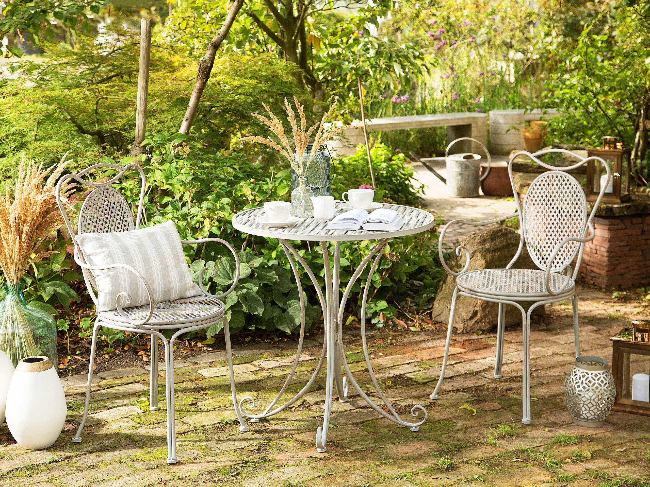 GARTENTISCH Metall Grau Cilento - Grau, Metall (71/71/75cm) - Beliani