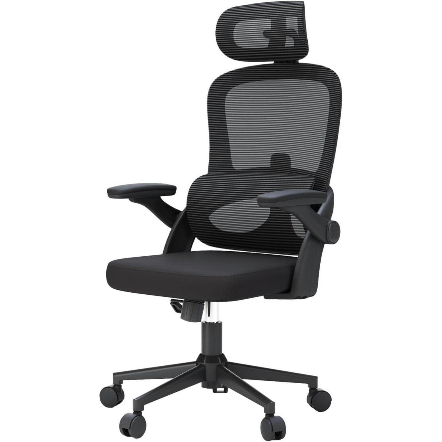 BÜROSTUHL M102C Ergonomisch mit Lendenwirbelstütze Schwarz - Schwarz, Textil (65/126/75cm)