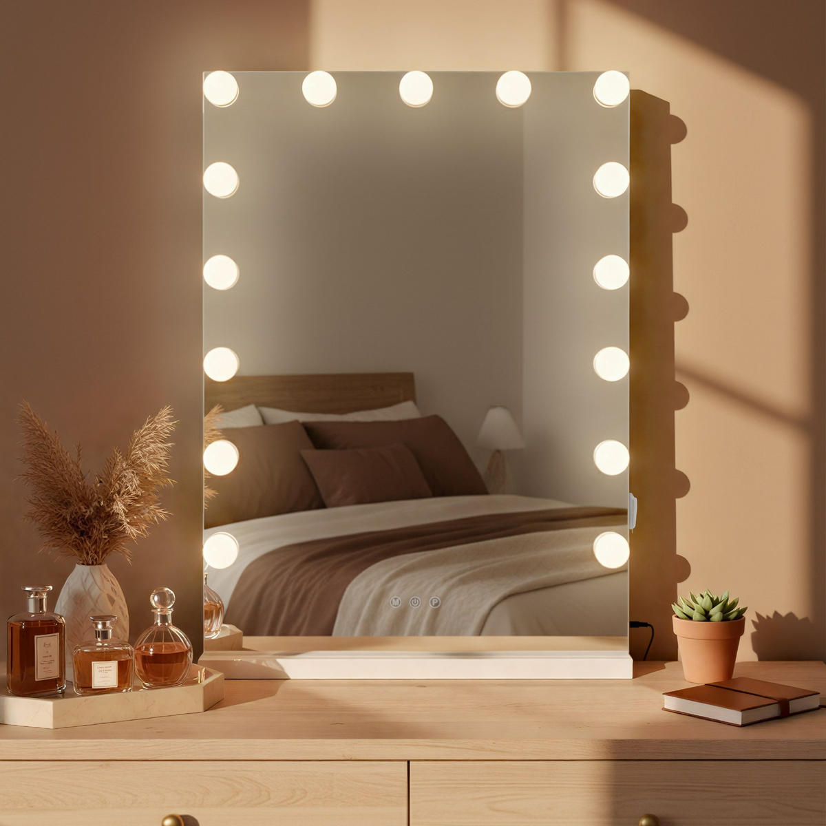 SCHMINKSPIEGEL eckig 43/12/61 cm Kunststoff Weiß - Weiß, Kunststoff (43/61/12cm) - CLP