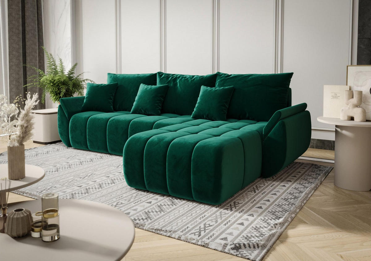 ECKSOFA Osaka - Grün, Holzwerkstoff/Textil (280/185cm) - Fun Möbel