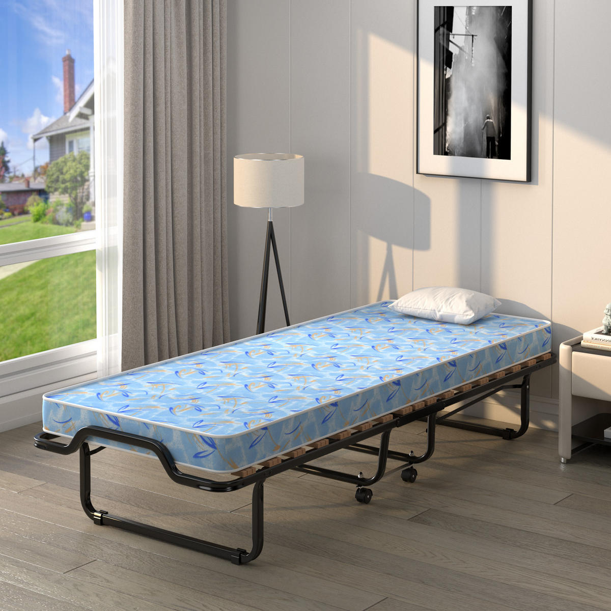 GASTEBETT Blau - Blau, Metall - COSTWAY