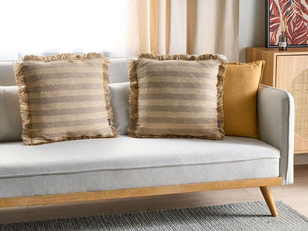 DEKOKISSEN 2er-Set Beige 45/45 cm Cirsium - Beige, Naturmaterialien (45/45cm) - Beliani