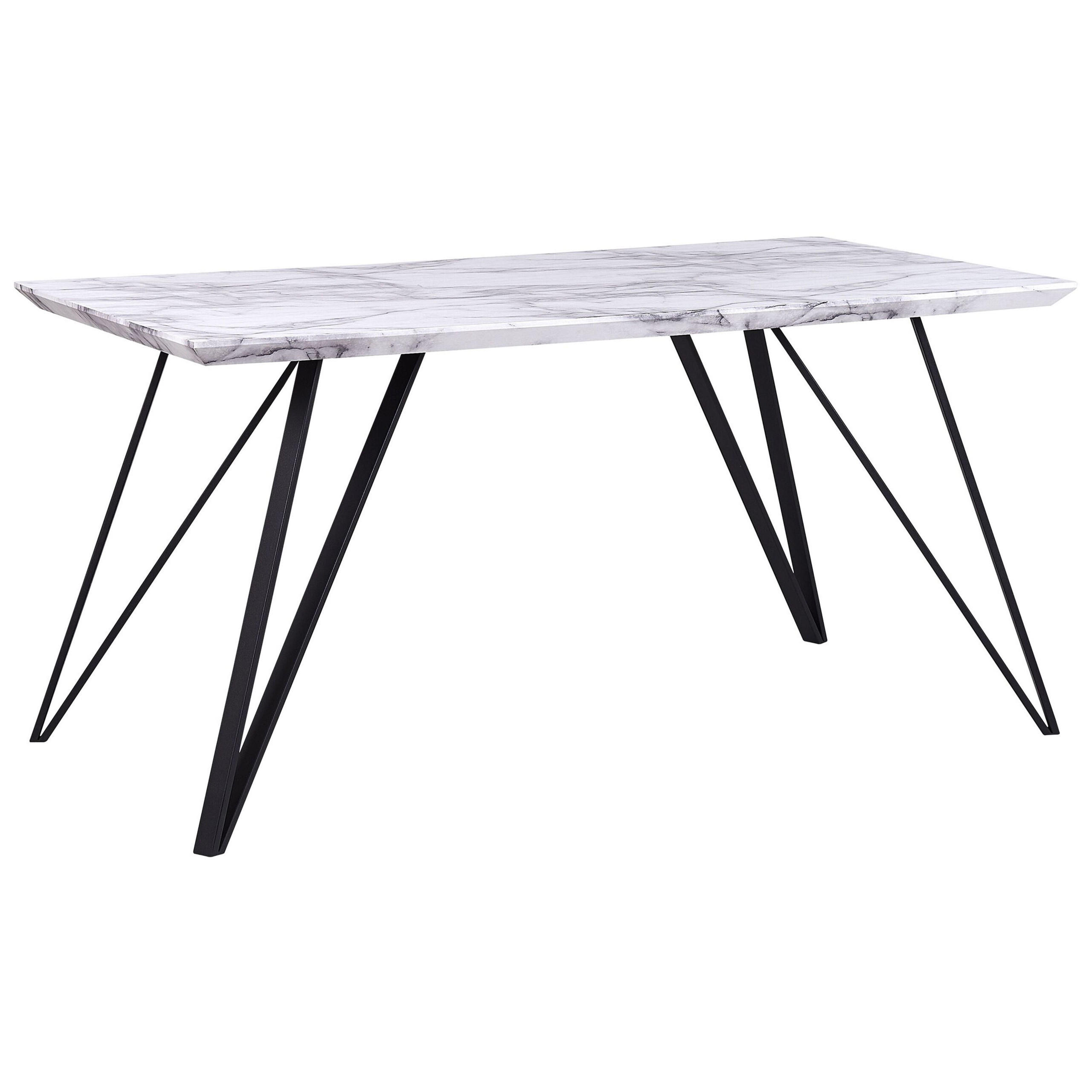 ESSTISCH 150/80/75 cm Weiß schwarz Rechteckig Molden - Weiß, Holzwerkstoff (150/80/75cm) - Beliani