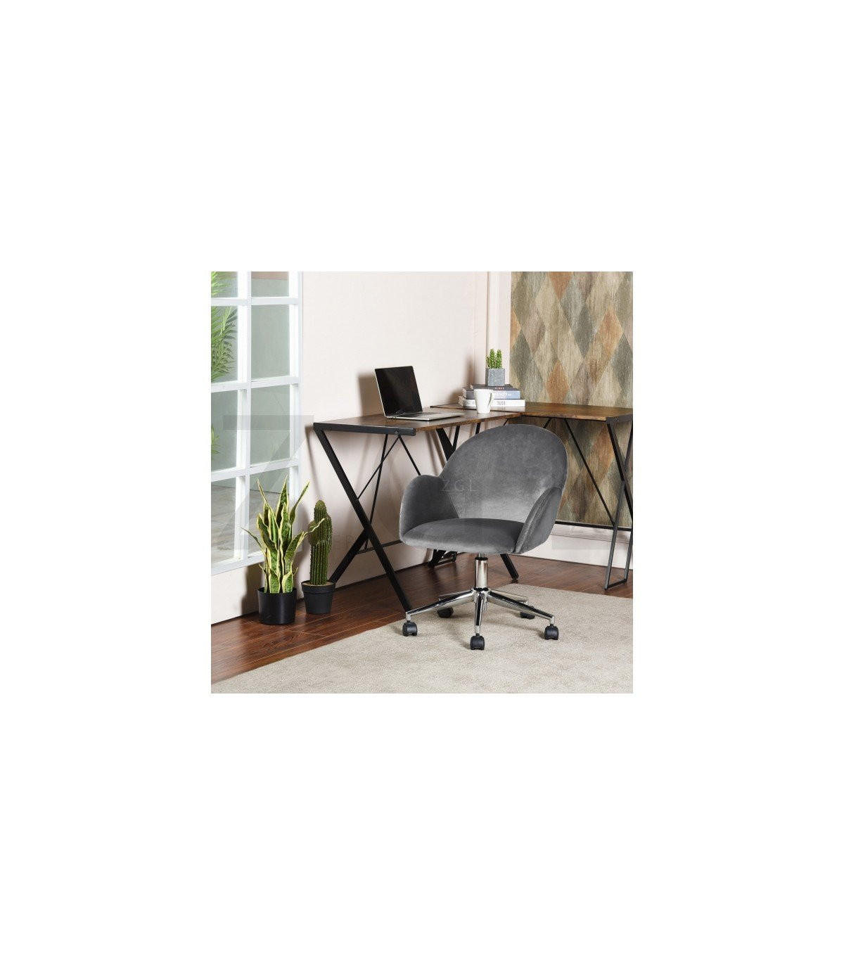 BÜROSTUHL mit Rollen und Armlehnen - CHIOZZA - Grau, Textil (57/77/62cm) - Calicosy
