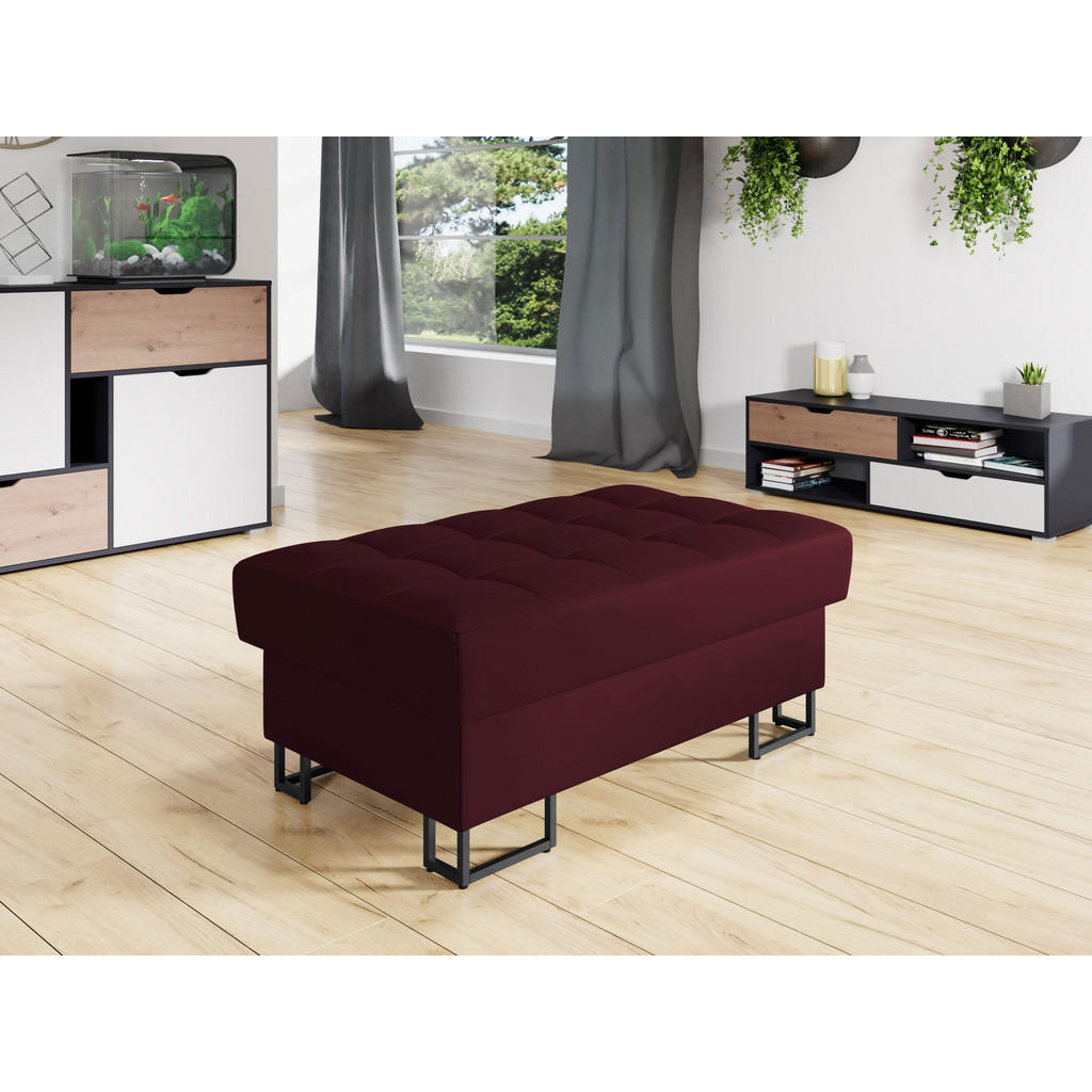 Thumbnail - Mirjan24 Polsterhocker, Bordeaux, Textil, Rechteckig, 106x44x67 cm, Wohnzimmer, Hocker, Sitzhocker