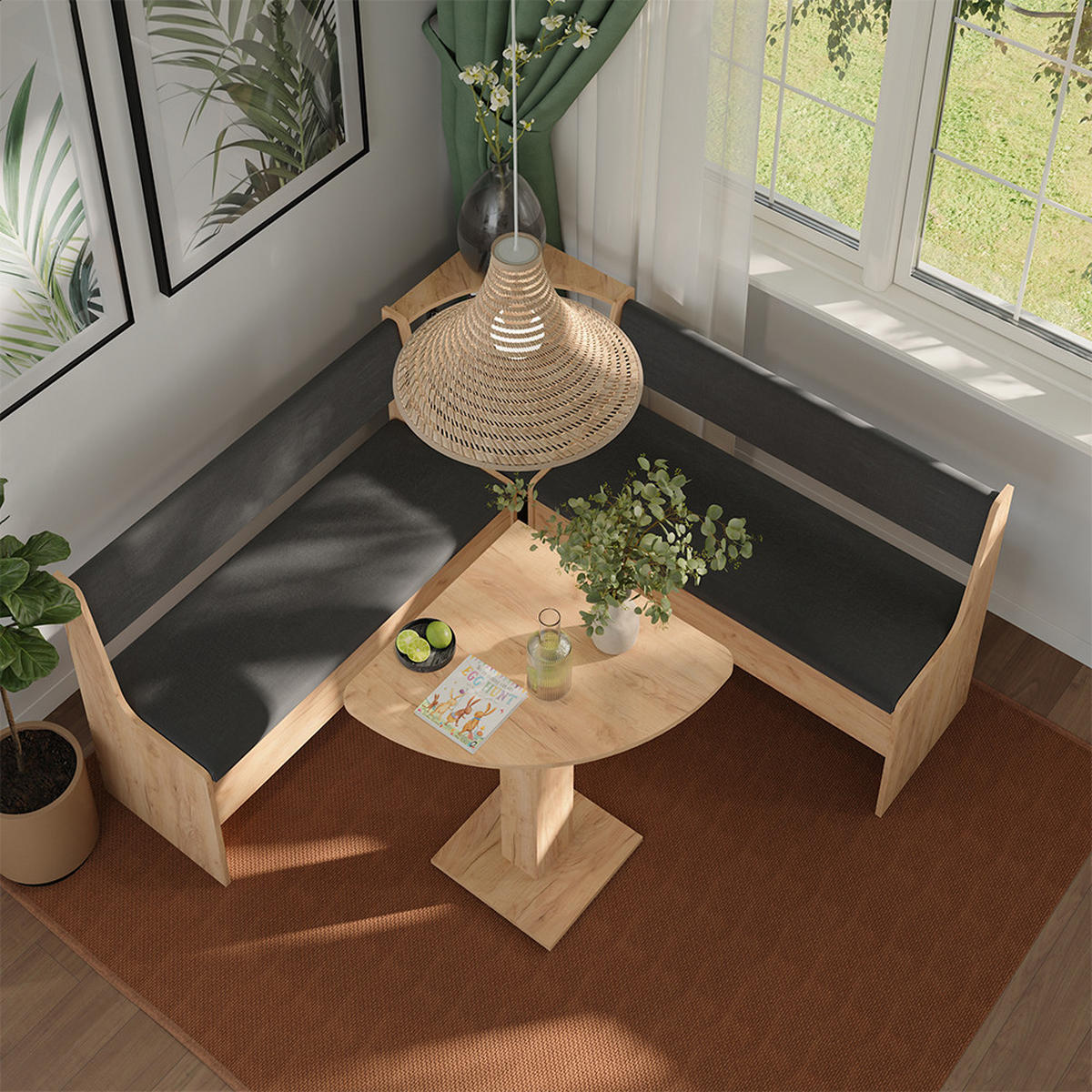 ECKBANKGRUPPE Roman, Goldkraft Eiche, 60 x 60 cm - Honigeiche, Holzwerkstoff (60/75/60cm) - Vicco