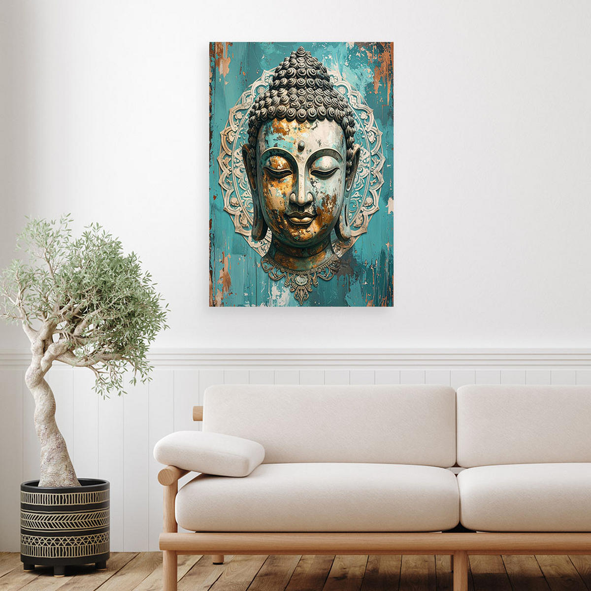 LEINWANDBILD Zen und Orientalisch 80x120cm - Türkis, Textil (80/120cm) - Feeby