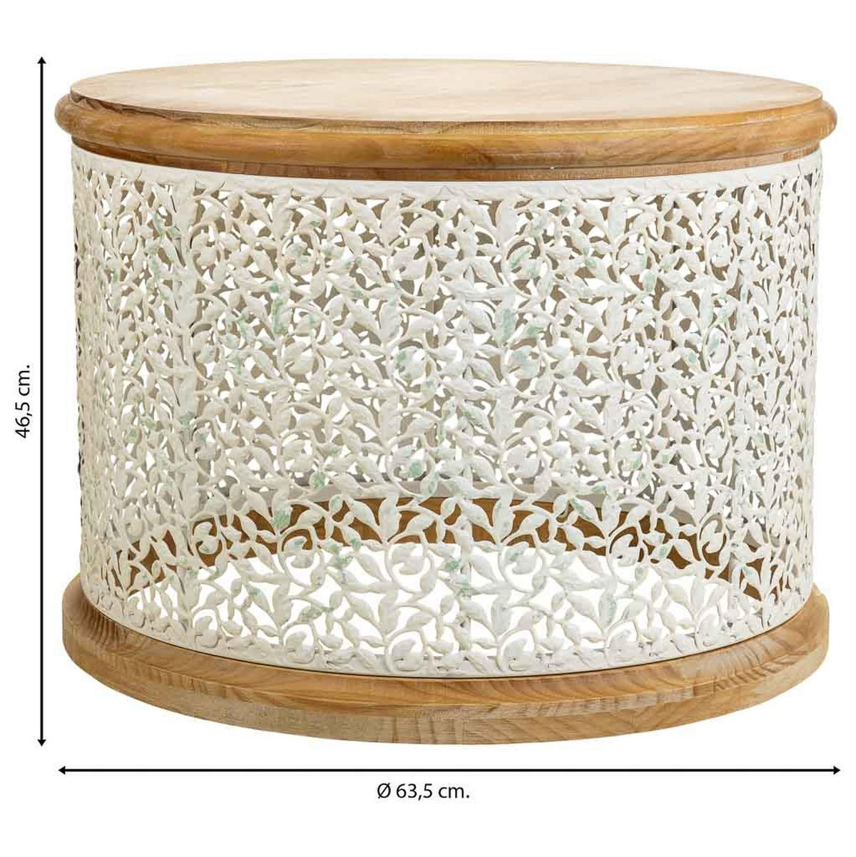 COUCHTISCH aus weißem Holz und Metall, 64x64x47 cm - Weiß, Holz (63.5/63.5/46.5cm) - Wanderlust