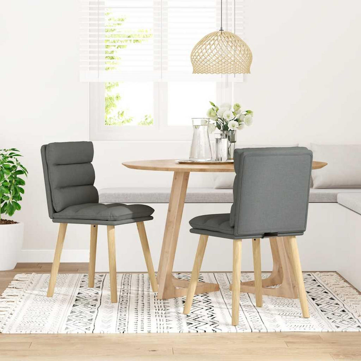 ESSZIMMERSTÜHLE 2 Stk. Dunkelgrau Stoff 45*54*86cm - Dunkelgrau, Metall (45/86/54cm) - ZMH