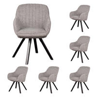 DININGSESSEL Matera - 6er Set - drehbar - hellgrau - Hellgrau/Schwarz, Textil/Metall (59/84/61cm) - bene living