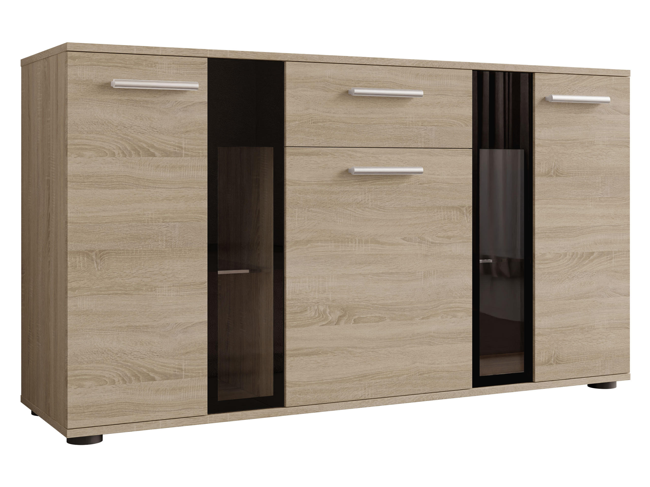 KOMMODE Salsa - Silberfarben/Sonoma Eiche, Holzwerkstoff (141/80/41cm) - MIRJAN24