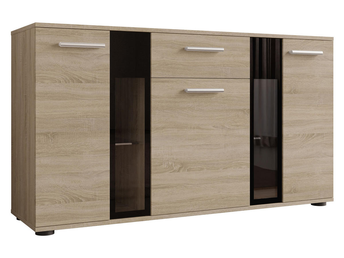 KOMMODE Salsa - Silberfarben/Sonoma Eiche, Holzwerkstoff (141/80/41cm) - MIRJAN24