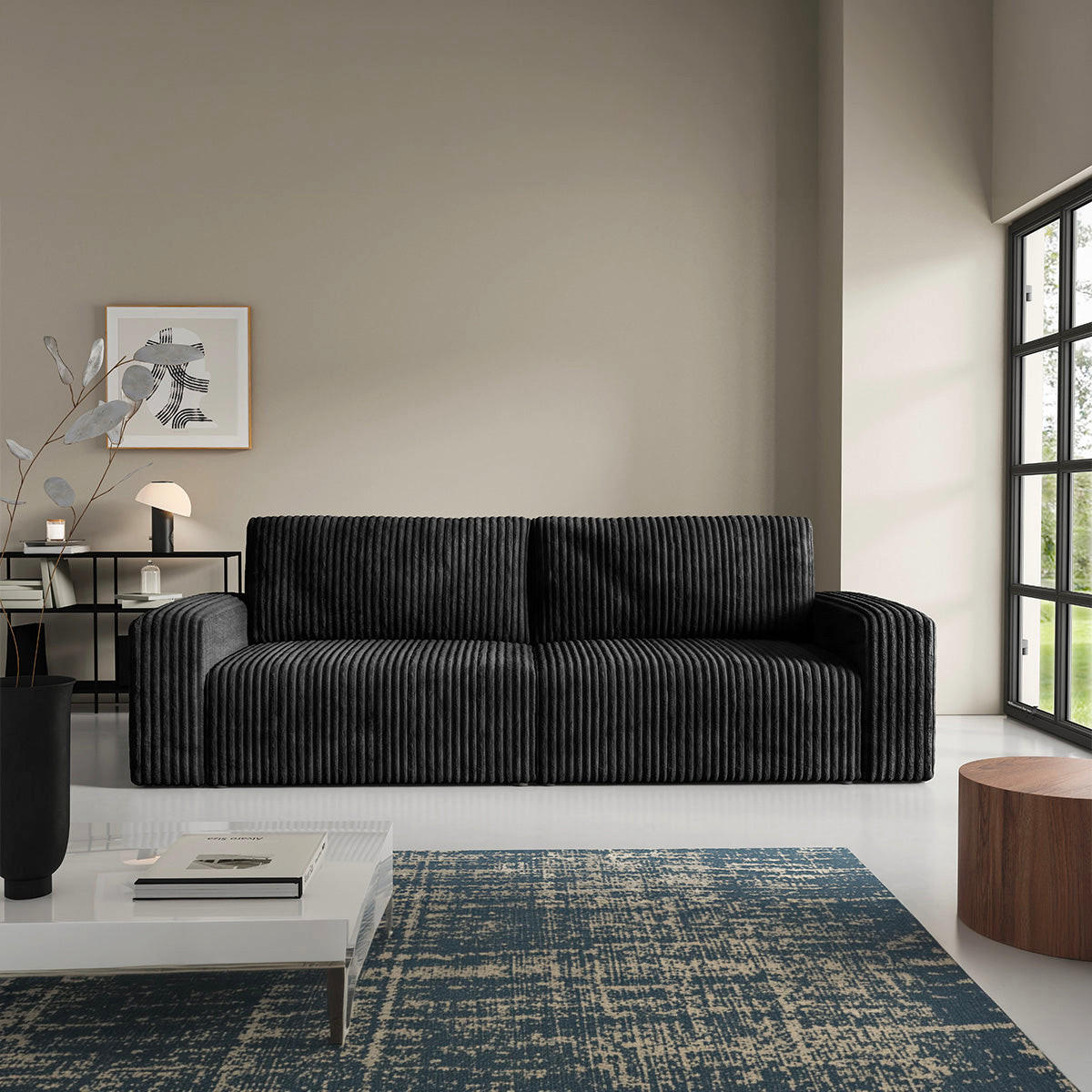 SOFA Angela 3 Sitzplätze Schwarz - Schwarz, Holz (252/86/105cm) - Petits-meubles