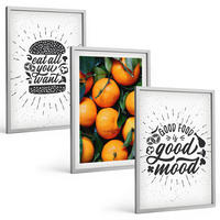 BILDER SET 3er Set - 40x60 cm Silberner Rahmen - Juicy Oranges Kitchen - Silberfarben, Kunststoff (40/60cm) - TULUP