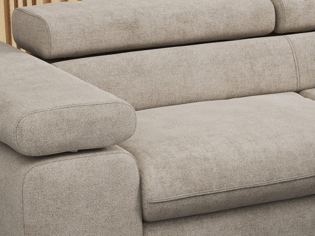 ECKSOFA PEDRO L Beige Struktur - Rechts Seite - Beige/Schwarz, Textil/Metall (273/208cm) - MKS