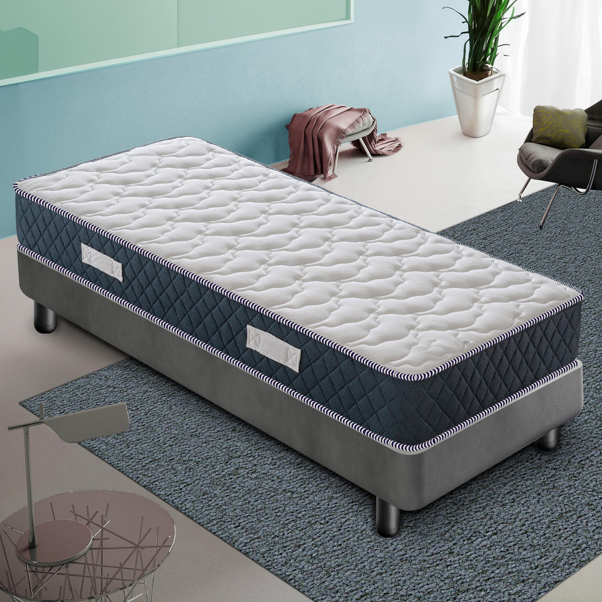 MATRATZE 90x200, Höhe 20 cm, Memory-Schaum, OLYMPE - Weiß, Textil (90/200cm) - iLoveSleep