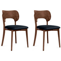 ESSZIMMERSTÜHLE LYCO (2er-Set), marineblau / Walnuss dunkel - Blau/Walnussfarben, Holz/Buchenholz (47/81/45cm) - KONSIMO®