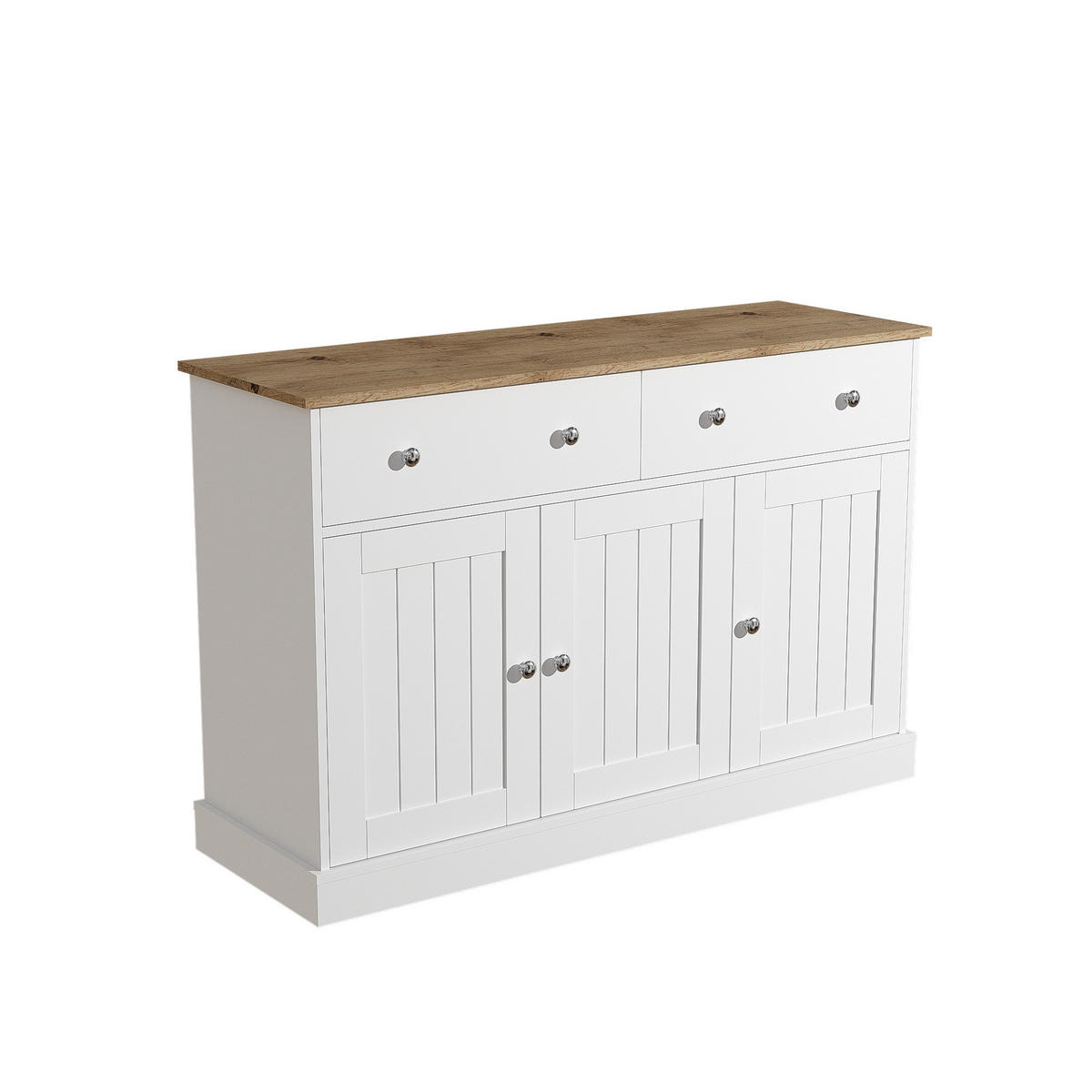 SIDEBOARD Wohnzimmerschrank mit gravierter Textur drei Türen zwei Schubladen - Weiß, Holzwerkstoff/Metall (120/80.5/36cm) - EVRYAE