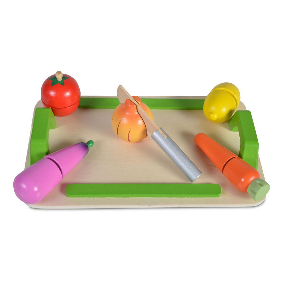 SPIELZEUGLEBENSMITTEL 4308 bunt Holz, 12-teilig, Schneidbrett, Selbstverschluss, 5 Gemüsesorten - Multicolor, Holz (16/5/26cm) - Moni