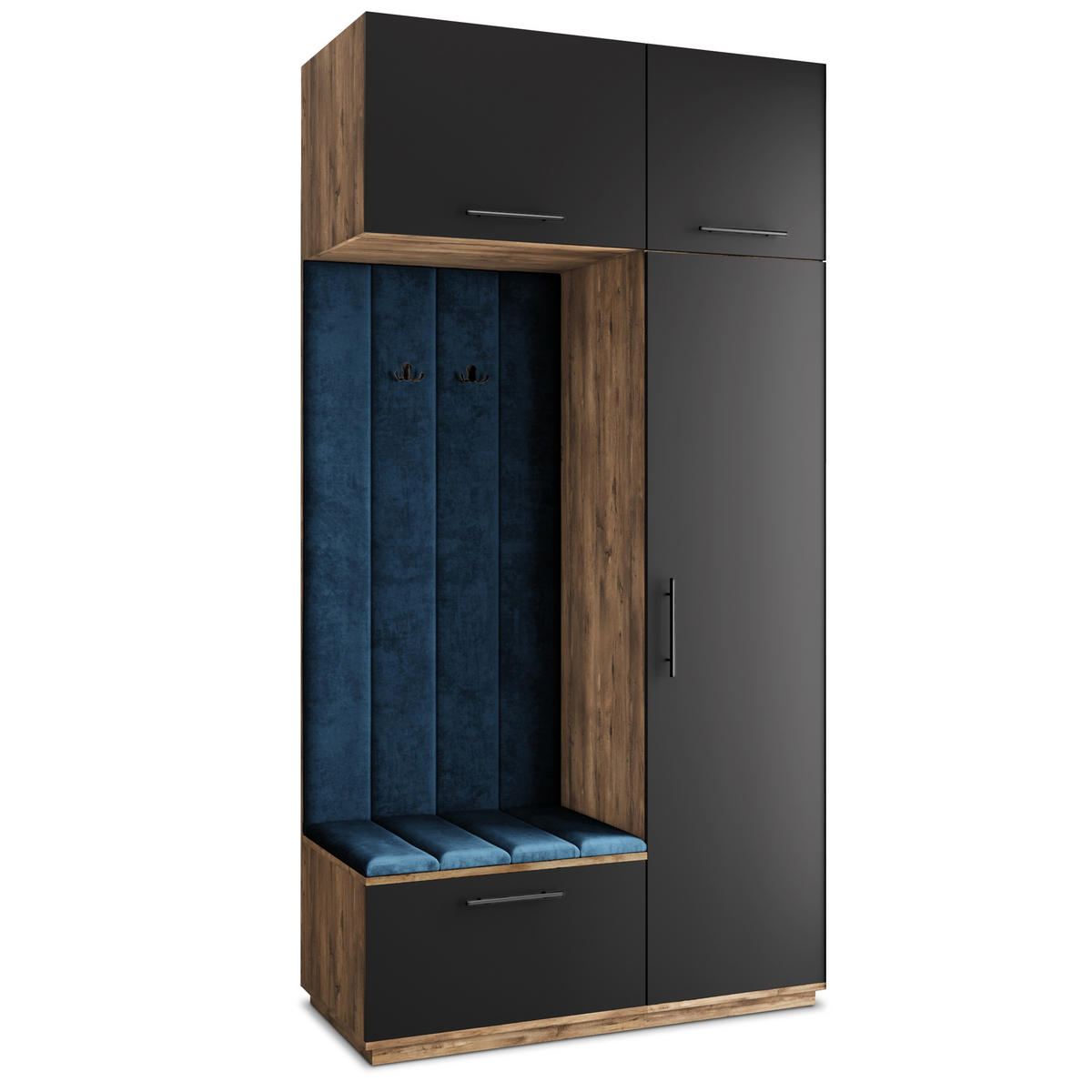 GARDEROBENSCHRANK REMA 120/240/60 cm Modern Garderobe-Set Eiche Lefkas - Blau/Eichefarben, Holzwerkstoff (120/240/60cm) - MASSENO