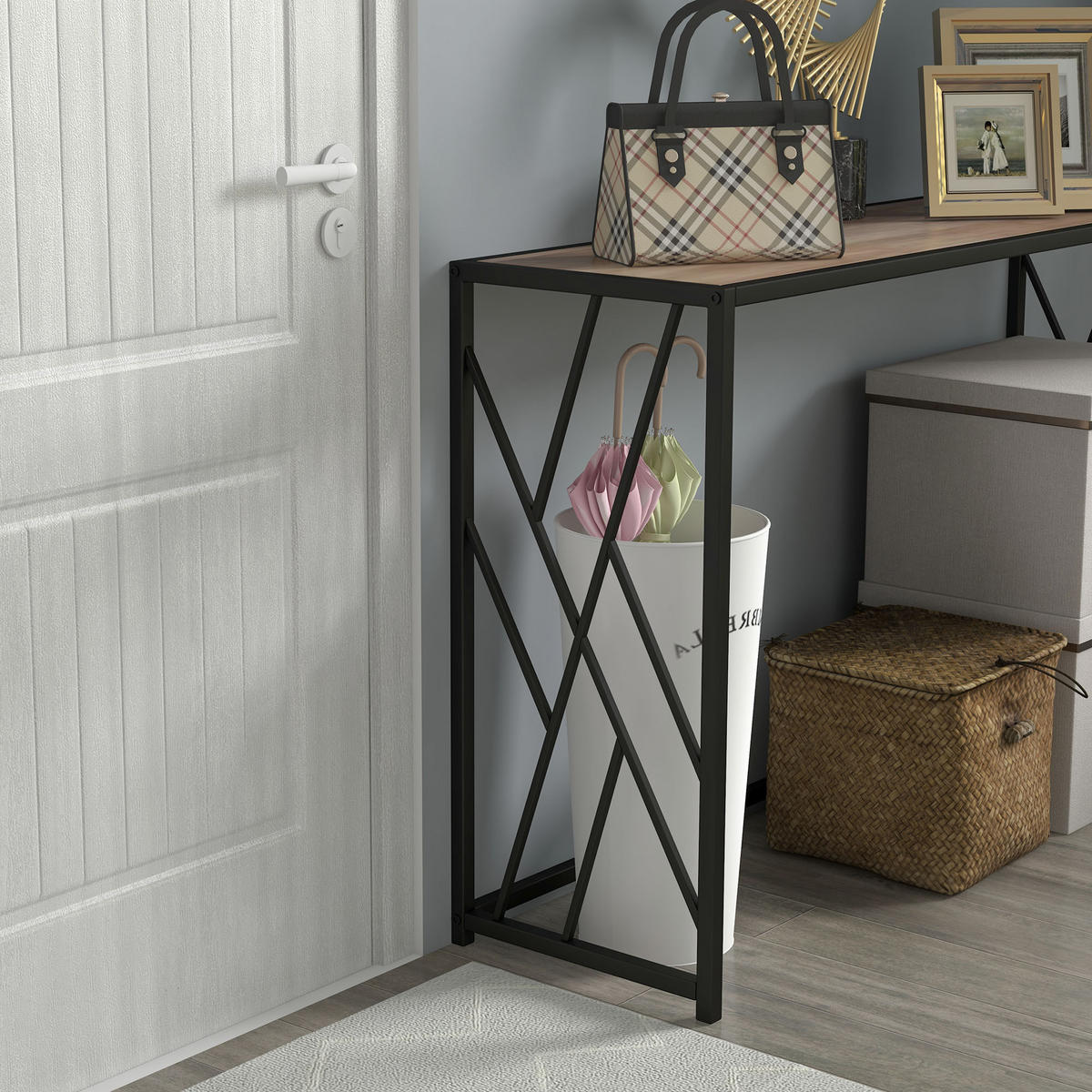 KONSOLENTISCH 120/35/75 cm braun aus Sperrholz mit Metallgestell - Braun, Holz (120/35/75cm) - OKWISH