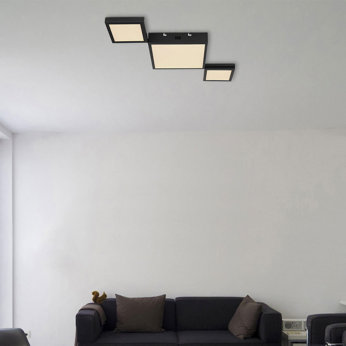 LED DECKENLEUCHTE BURKHARD Schwarz - Schwarz, Metall (93/42/4.5cm) - Globo Lighting