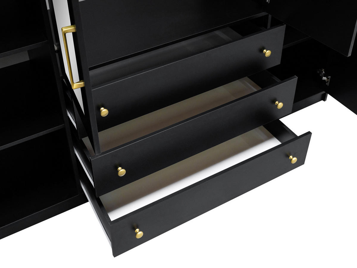 KLEIDERSCHRANK Retro Lux D4 - Kaschmir/Goldfarben, Holzwerkstoff (196/200/58cm) - MIRJAN24