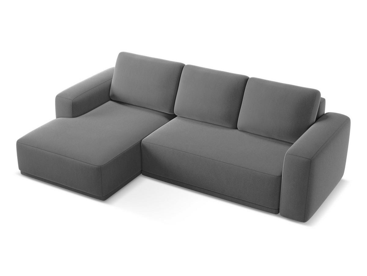 ECKSOFA mit Schlaffunktion Samt Stoff Grau - Schwarz/Grau, Kunststoff/Textil (258/160cm) - Makamii