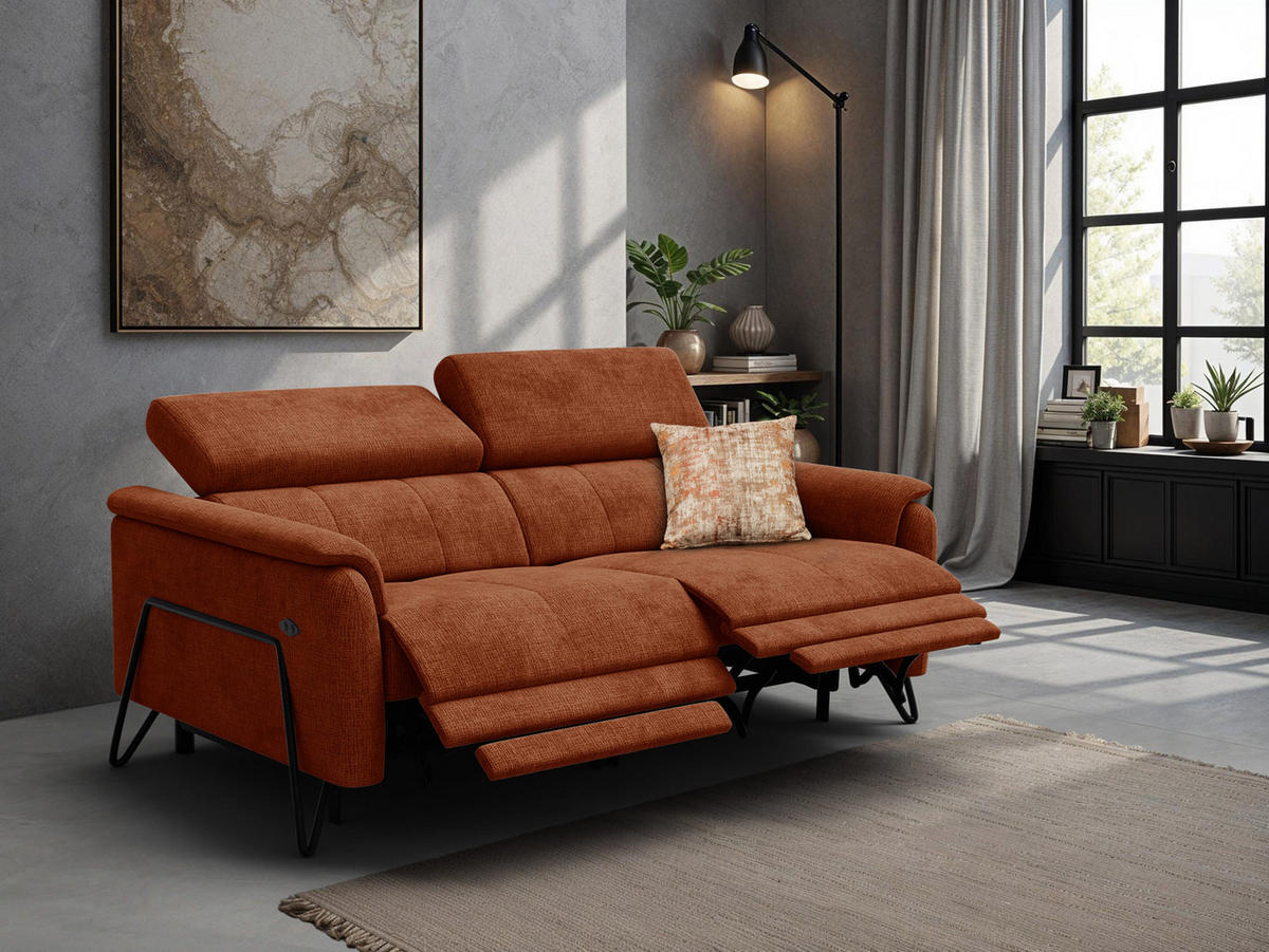 RELAXSOFA RODEN 3-Sitzer, rostrot - Orange, Holz/Textil (194/82/103cm) - Courtois Laville