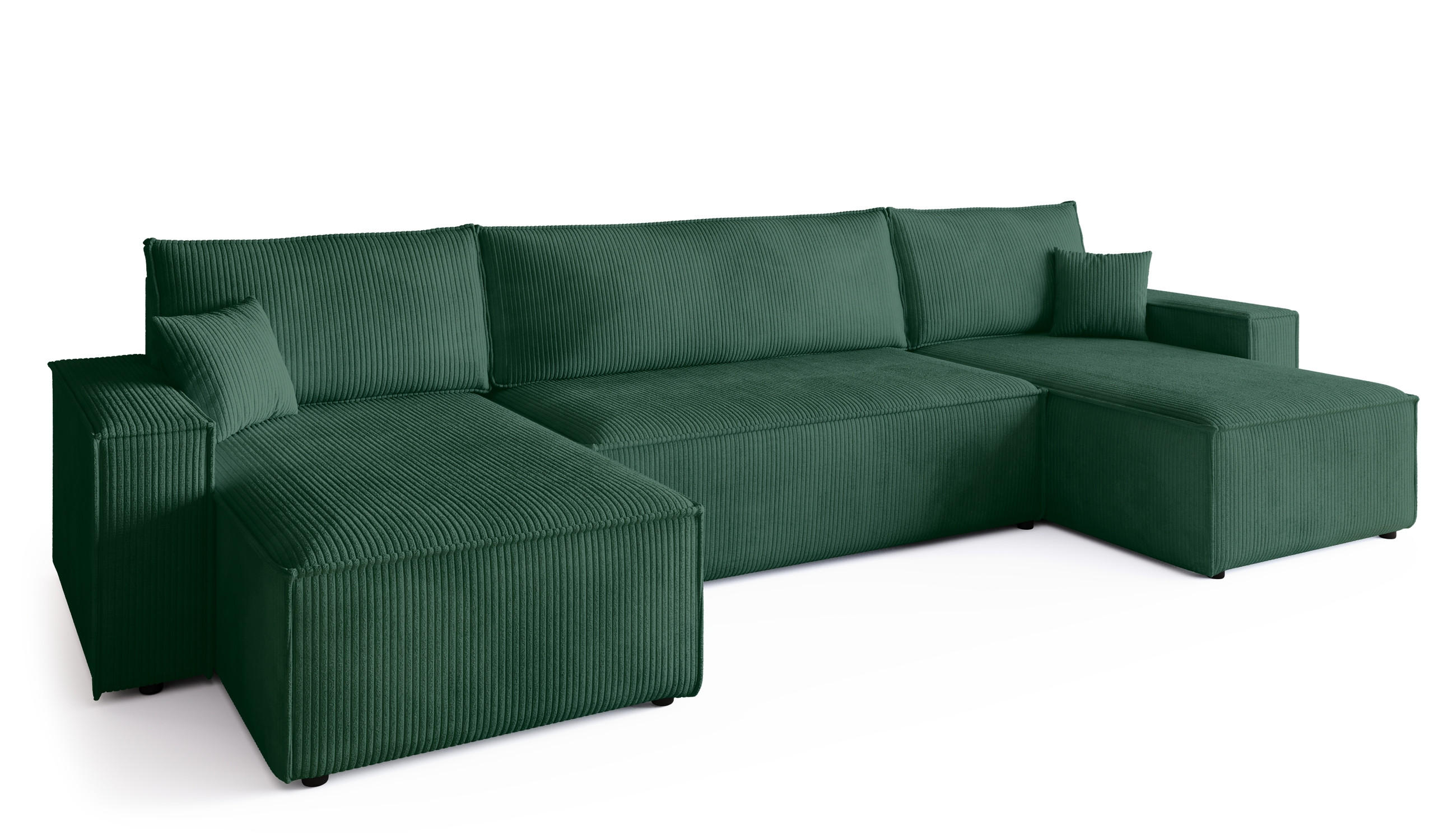 WOHNLANDSCHAFT ADI U mit Schlaffunktion Cordstoff Dunkelgrün - Dunkelgrün, Textil (312/85/143cm) - Bromarkt