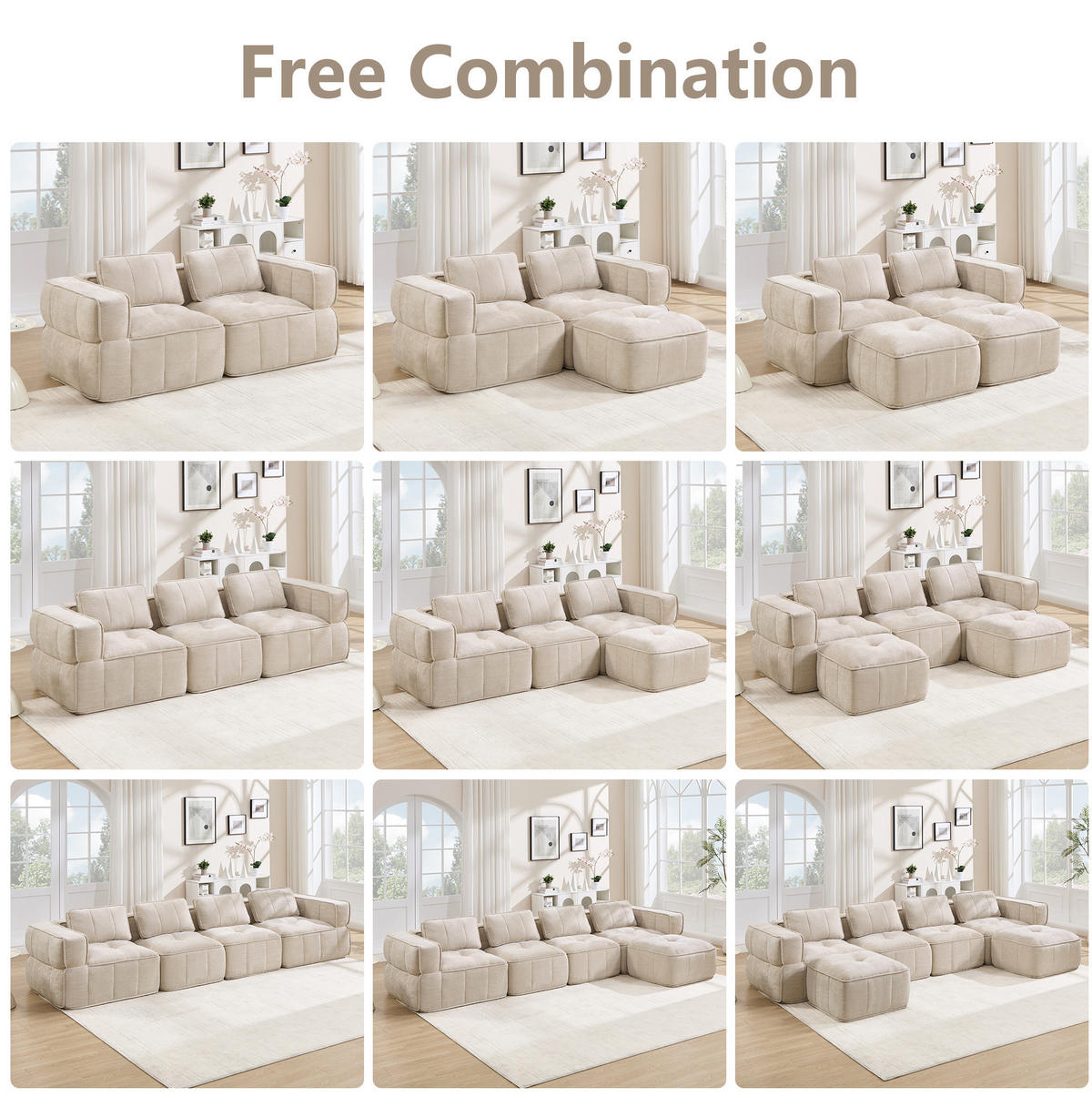 ECKSOFA 271/162/67 cm in Beige aus Polyester, modular und rahmenlos - Beige, Kunststoff (162/271cm) - Flora Grace