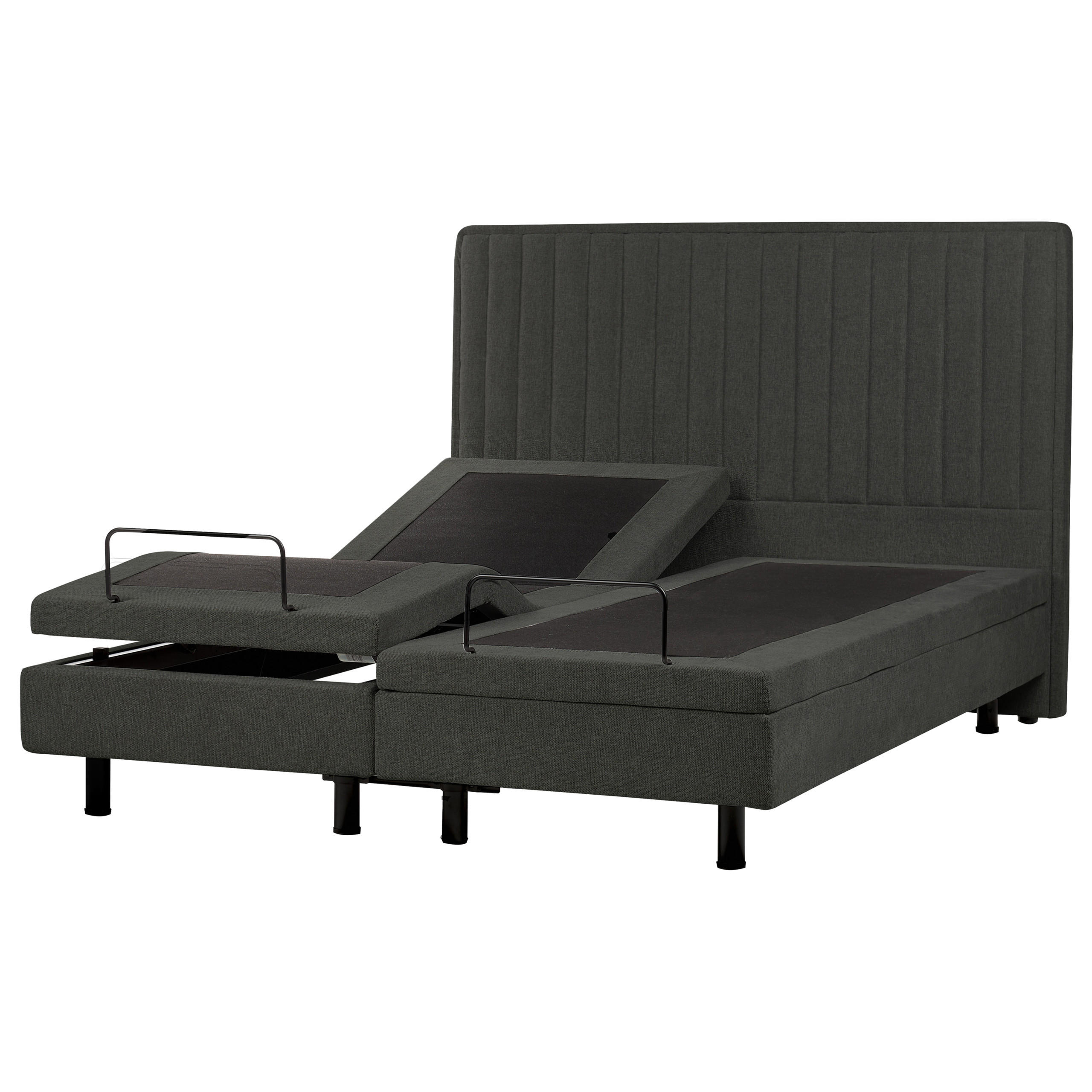 BETT 160/200 cm Dunkelgrau Duke II - Dunkelgrau/Schwarz, Textil (160/200cm) - Beliani