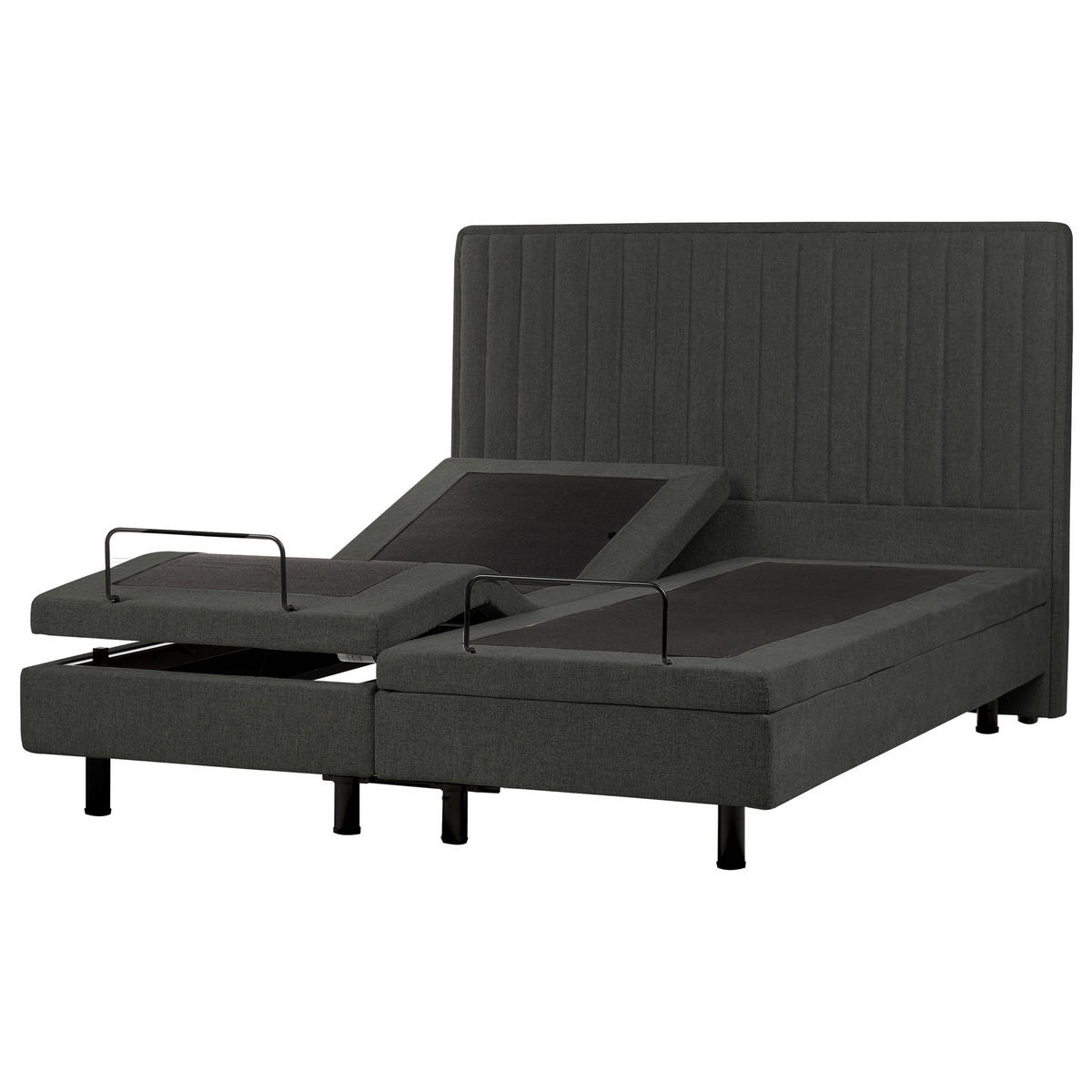 BETT 160/200 cm Dunkelgrau Duke II - Dunkelgrau/Schwarz, Textil (160/200cm) - Beliani