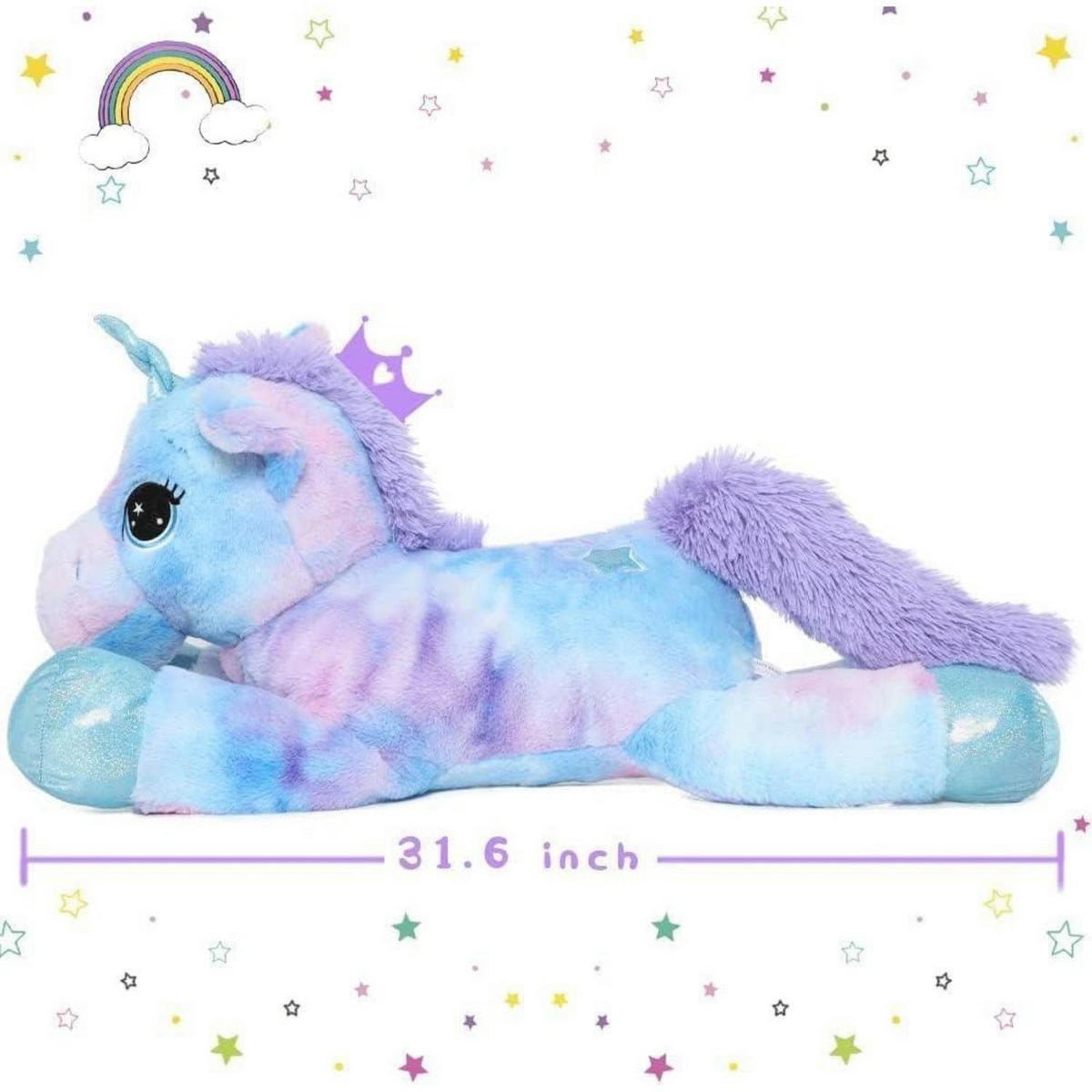 PLÜSCHTIER Einhorn 80 cm Bunt-blau - Multicolor, Textil (40/80cm)