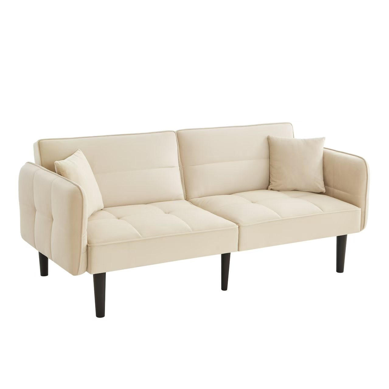SCHLAFSOFA 2-Sitzer Samtbezug mit verstellbaren Rückenlehnen und klappbaren Armlehnen Beige 176/78/76 cm - Beige, Textil (78/76/176cm) - Redom