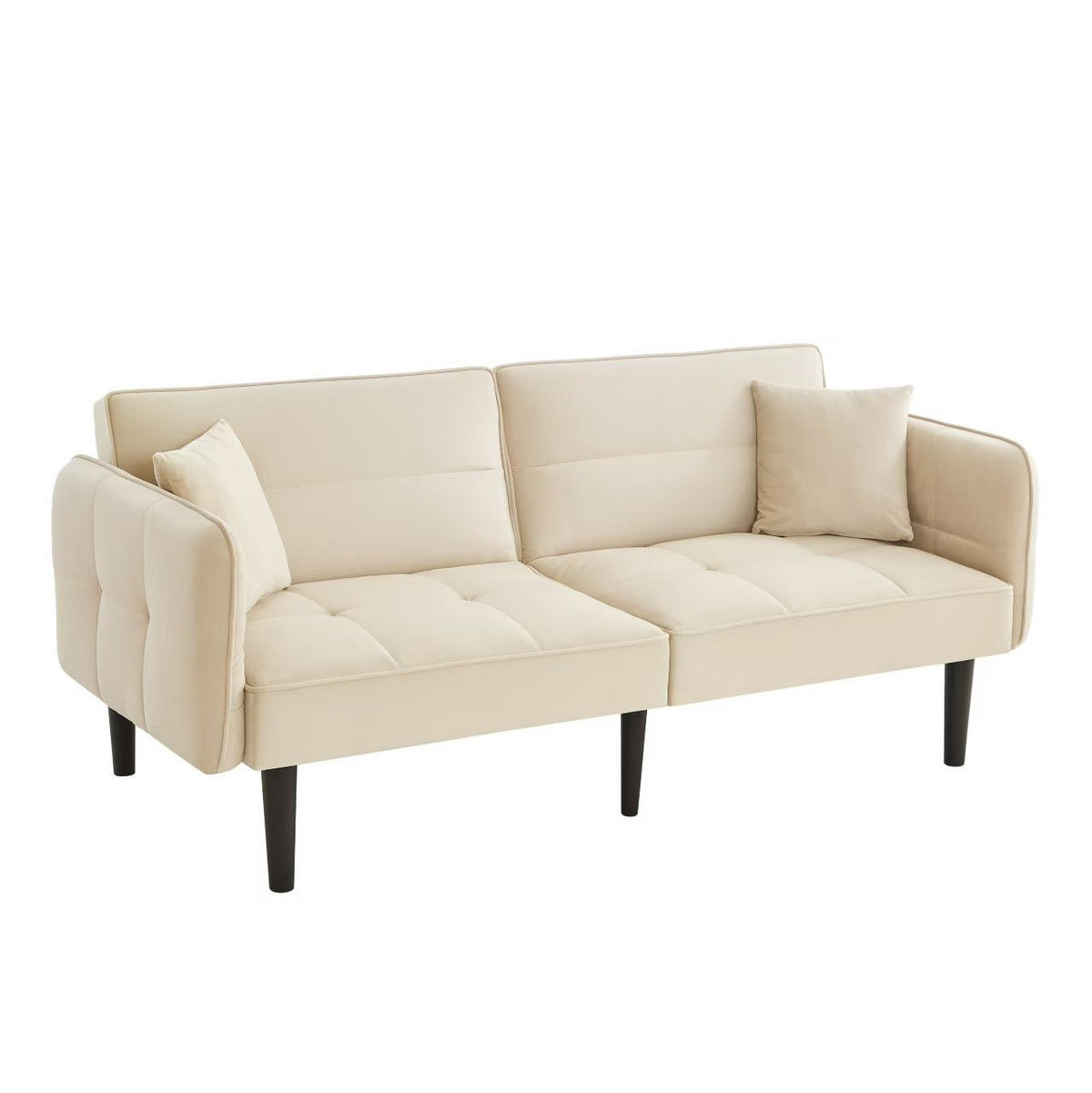 SCHLAFSOFA 2-Sitzer Samtbezug mit verstellbaren Rückenlehnen und klappbaren Armlehnen Beige 176/78/76 cm - Beige, Textil (78/76/176cm) - Redom