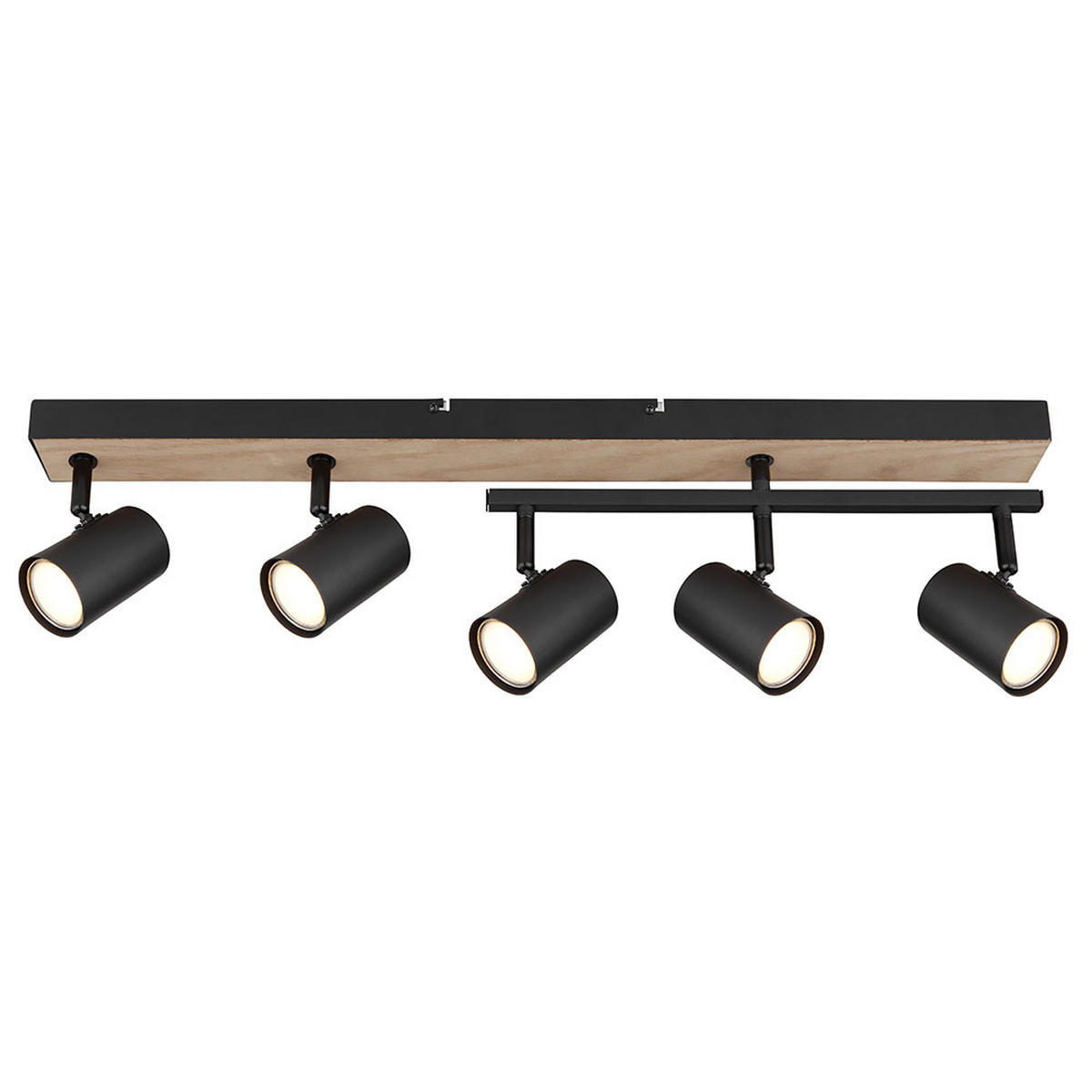 LED DECKENLEUCHTE Metall Schwarz Holzoptik 5-flammig - Schwarz, Metall (70/35/18cm) - Globo Lighting