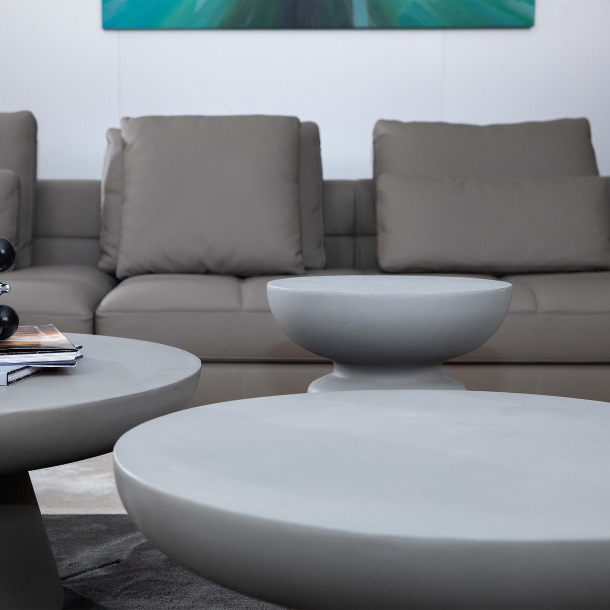 COUCHTISCH KYLIX Klein Betonoptik 66 x 66 x 35 cm - Grau, Naturmaterialien (66/66/35cm) - Elementi