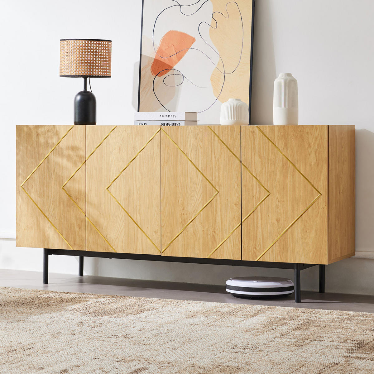 SIDEBOARD 160x40x78 cm, 4 Türen, Stauraum, für Wohnraum - Kastanienfarben, Holz (160/78/40cm)