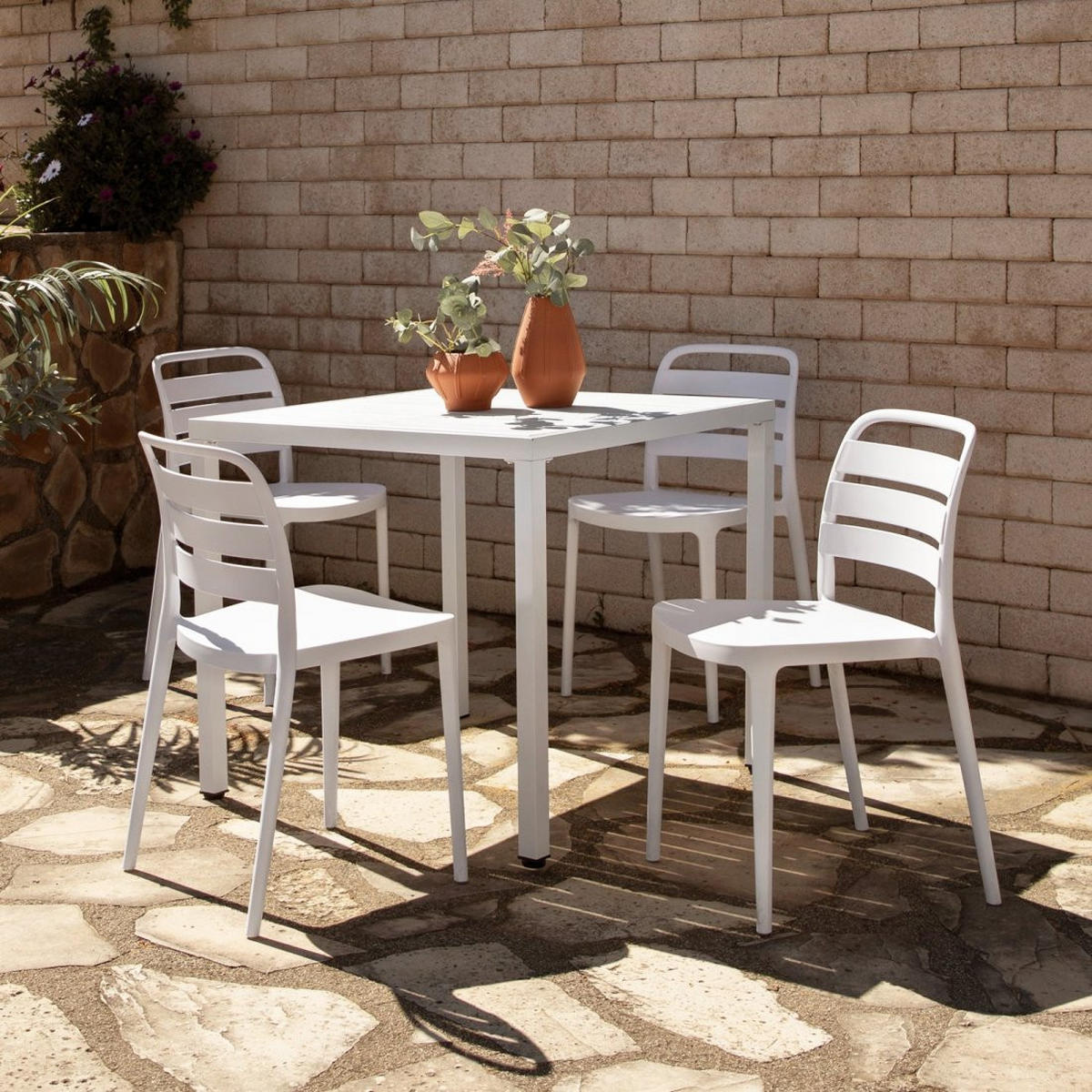 ESSTISCH Jastorf Weiß 84 cm x 76 cm - Weiß, Kunststoff (84/84/76cm)