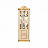 ECKVITRINE VENUS in Beige/Gold 2-Türig - Beige/Goldfarben, Glas/Holz (64/207/45cm) - Interdesign24