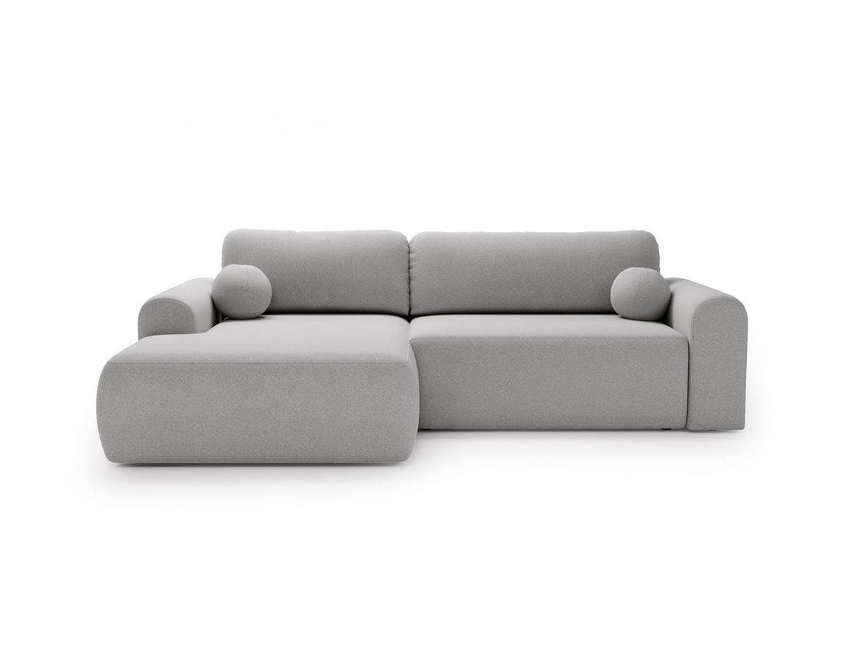 ECKSOFA Aurora Hellgrau, mit Schlaffunktion in Lambi Stoff, linke seite - Hellgrau, Holzwerkstoff/Textil (257/177cm) - Bettso