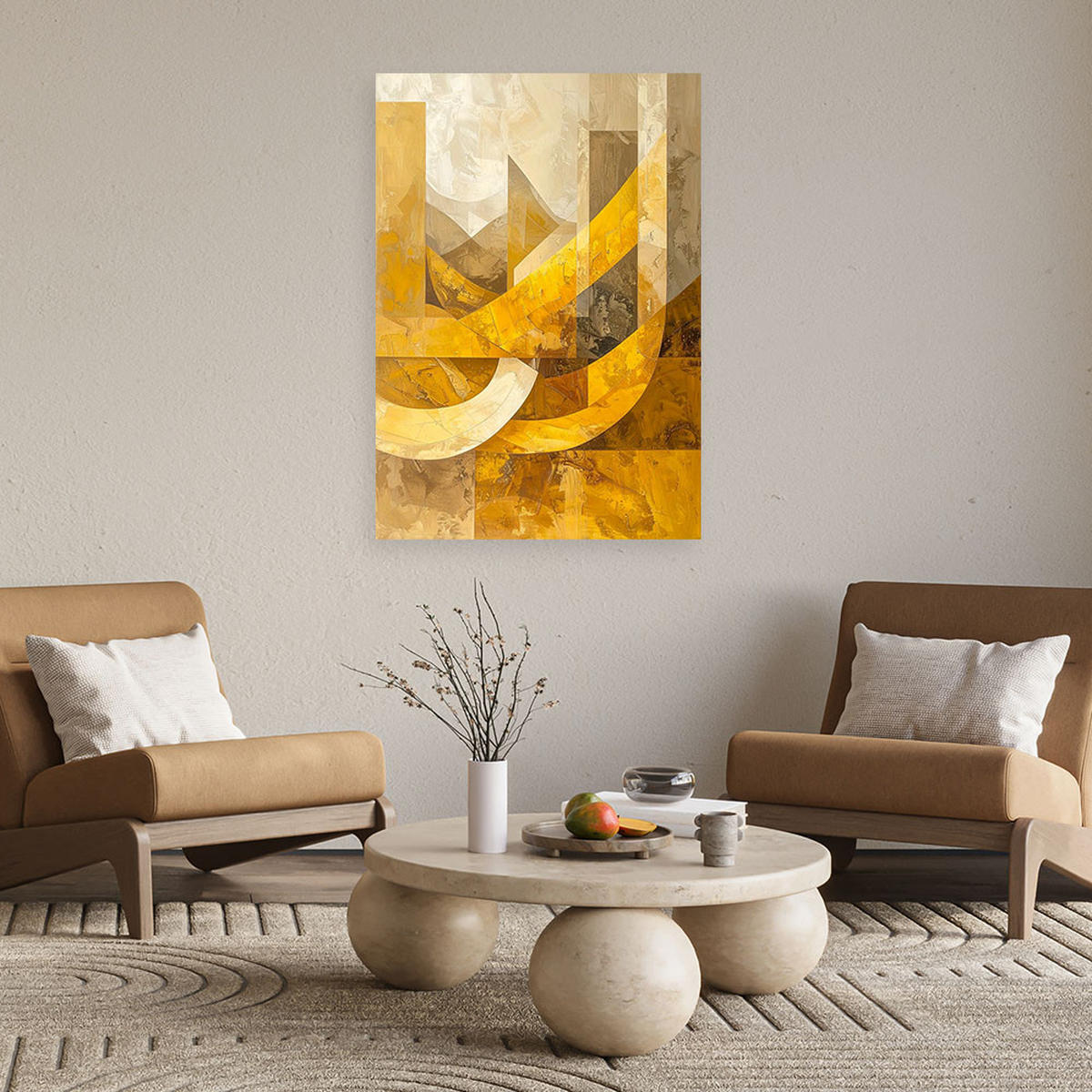 LEINWANDBILD Abstraktion 60x90cm - Gelb, Textil (60/90cm) - Feeby