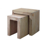 BEISTELLTISCH Akazie 45x35x45 white stone getüncht NATURE WHITE #12 - Beige, Holz (35/45/45cm) - Massivmoebel24